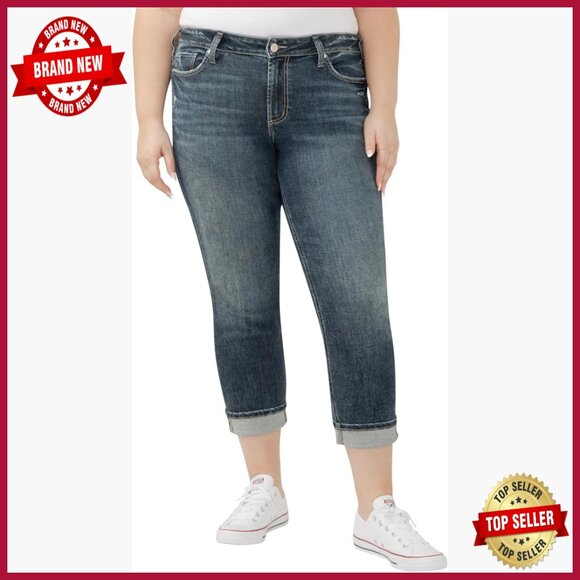 Mid Rise Curvy Fit Straight Leg Jeans Power Stretch Denim 26